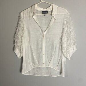 Guillaume Textured Sleeve Button-Up Blouse